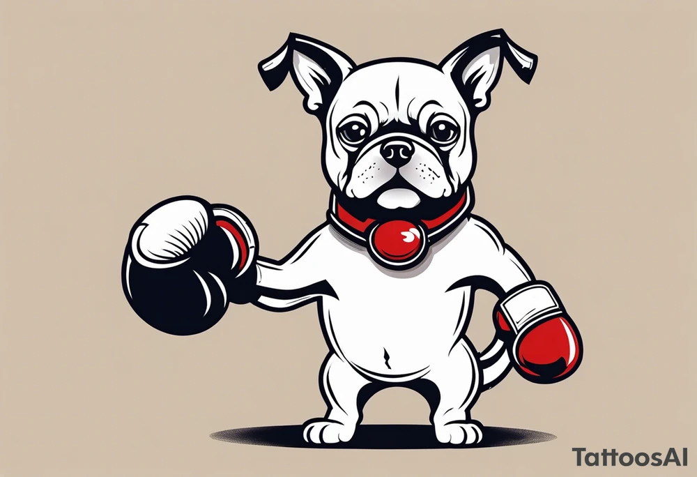 Cute Dog with boxing gloves, boxing coach tattoo idea