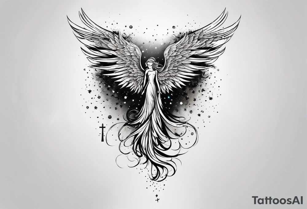 Constellation, Angel wing , animal  snow , cross tattoo idea
