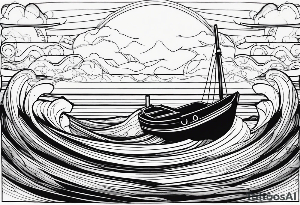 boat on stormy seas tattoo idea