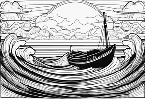 boat on stormy seas tattoo idea