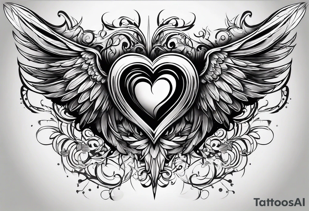 devilish heart angelish wings tattoo idea