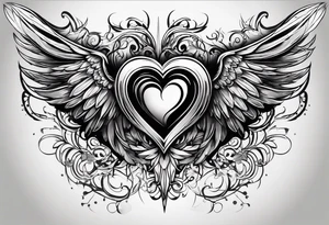 devilish heart angelish wings tattoo idea