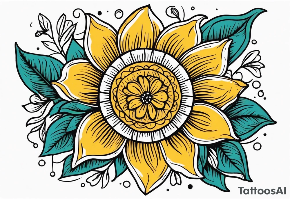 sunshine
old school vintage simple traditional design with vintage flowers surrounding
bold color simple tattoo idea