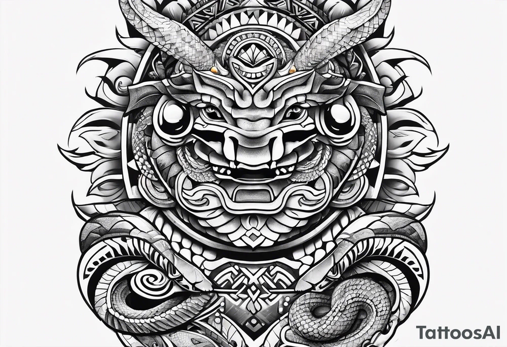 aztec snake sleeve tattoo idea