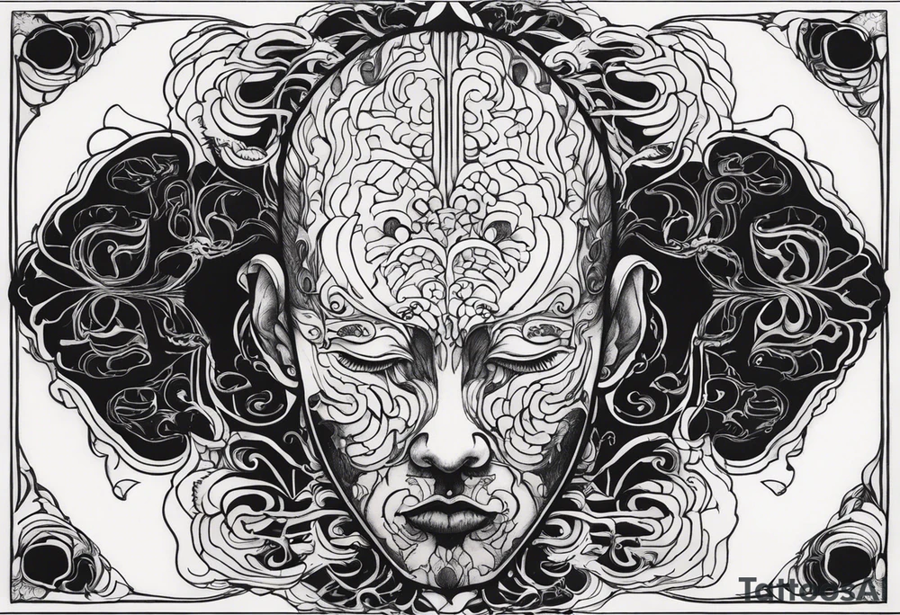 Unsettling depiction of a mind with bipolar. I want it super creepy with no face tattoo idea