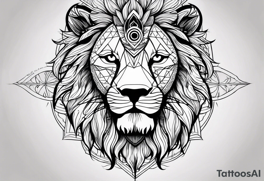 Lion sun avil eye tattoo idea