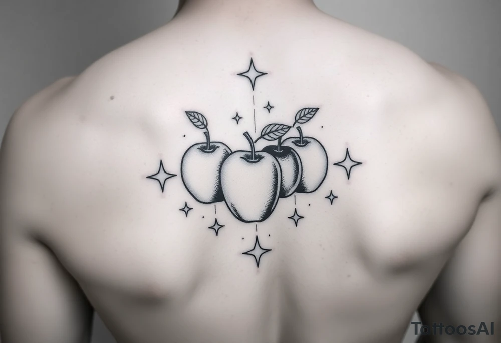 fruits space apples stars tattoo idea
