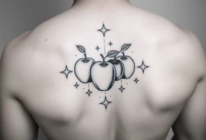 fruits space apples stars tattoo idea
