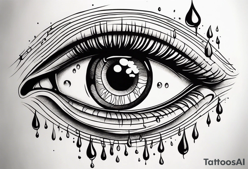 Bleeding eye tears flow tattoo idea