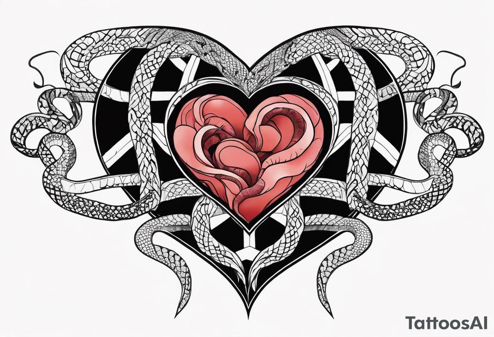 Snake eating human heart tattoo idea