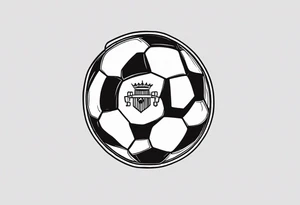 a cross with soccer ball and text MÉS QUE UN CLUB tattoo idea