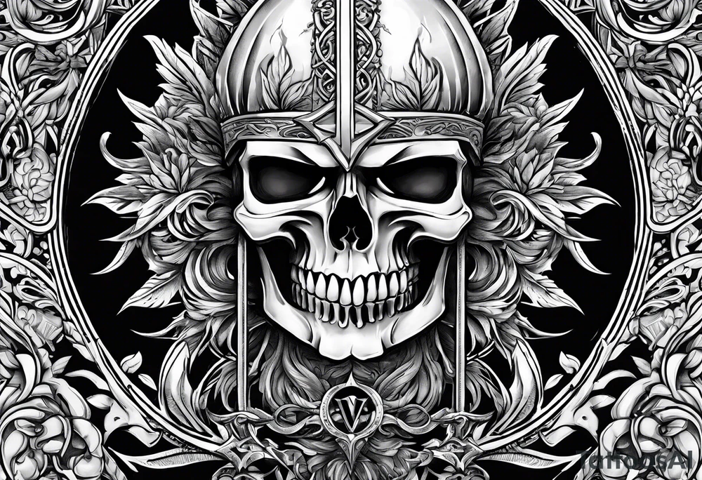 Greek Capital Letter Omega symbol death metal style tattoo idea