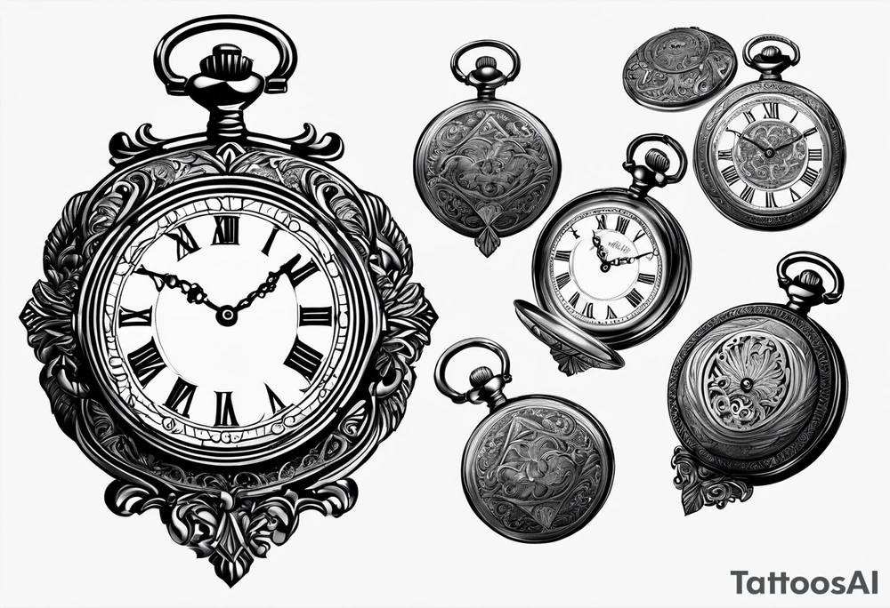 Pocket watch with numbers 2 8 8 6 0 2 5 3 2 0 2 4 tattoo idea