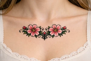 Two Cherry blossoms , symmetrical tattoo idea
