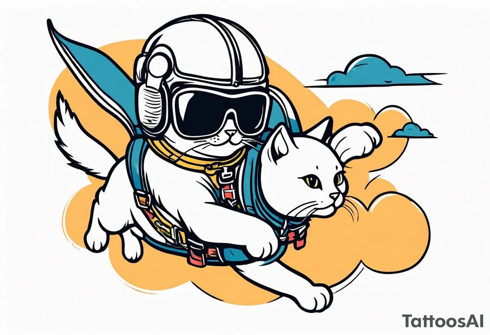 a cat going skydiving tattoo idea
