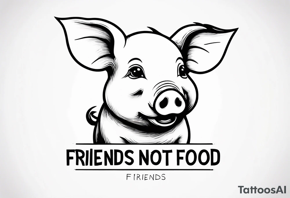 cute piglet.
with text: "friends not food" tattoo idea