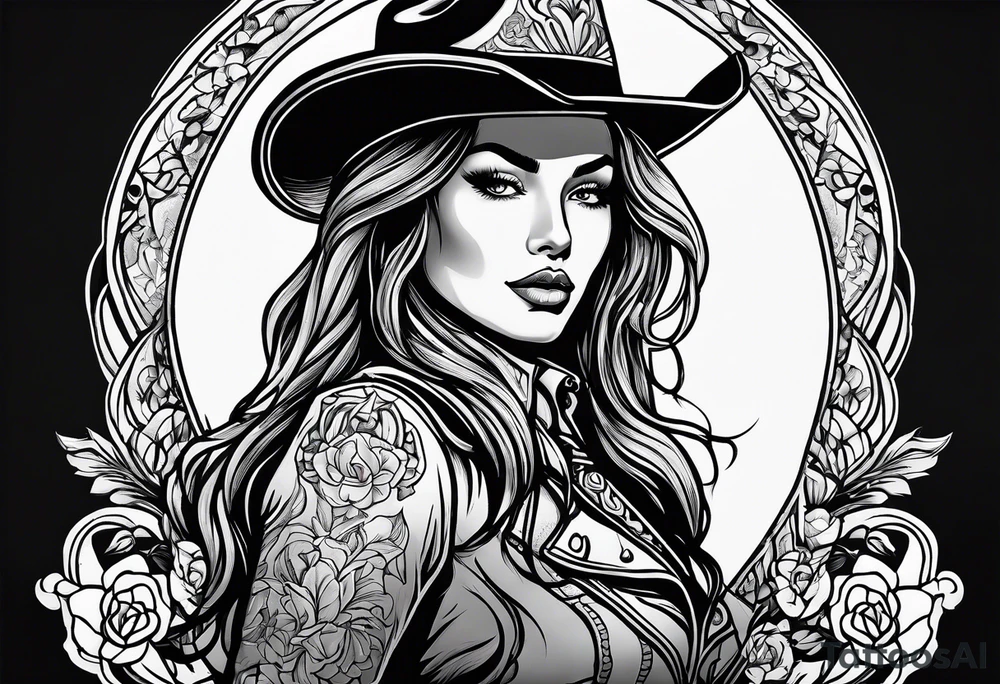 cowgirl on a horse american traditional tattoo idea