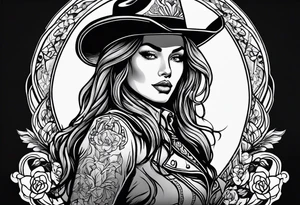 cowgirl on a horse american traditional tattoo idea
