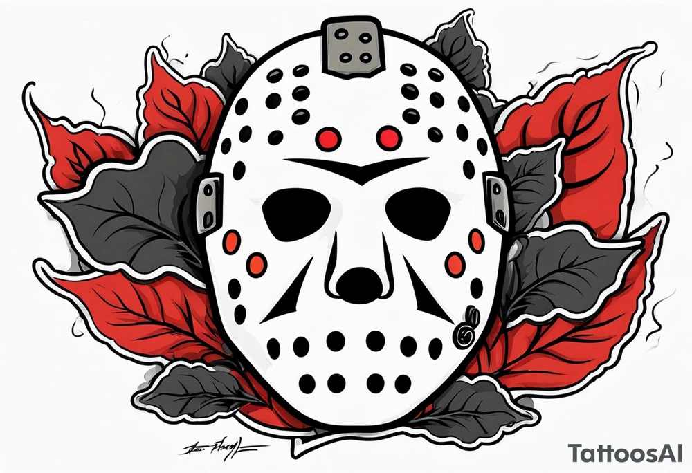 Friday the 13th Jason mask tattoo with smoke tattoo idea