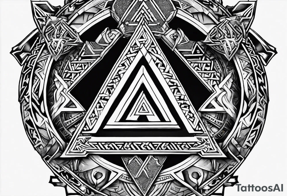 Valhalla valknut sword axe shield tattoo idea