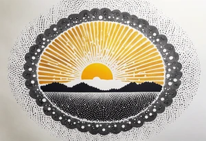 simple sunshine shape made of dots, looks like sun's rays are radiating from centre tattoo idea