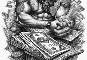 God on top representing god over everything, lower on the leg show things like money, drinking, something beachy, cards tattoo idea