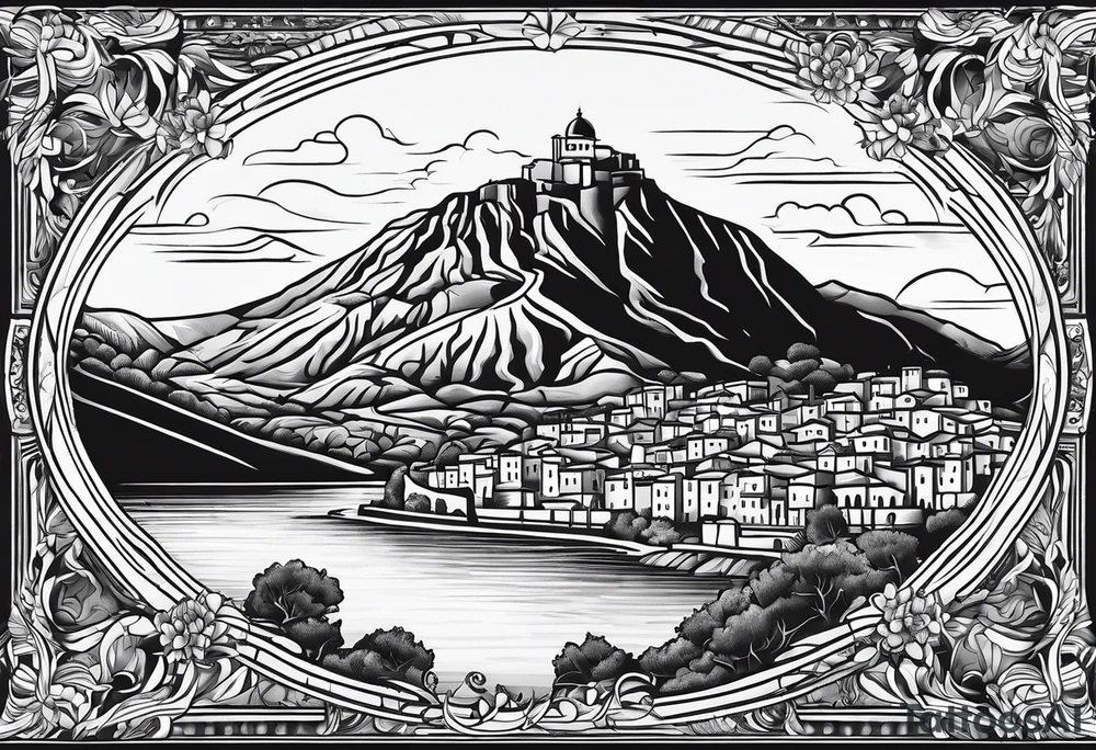 Outline of the region of the  Calabria map tattoo idea