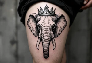 Elephant with crown tattoo idea