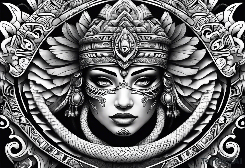 aztec snake sleeve tattoo idea