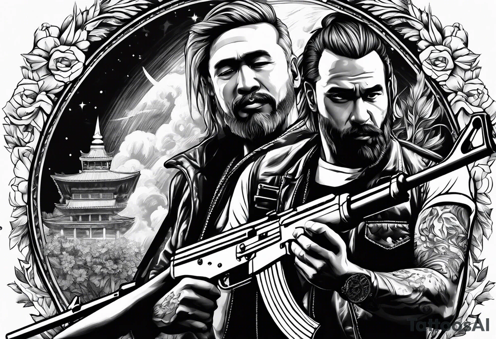 Men with ak47 tattoo idea