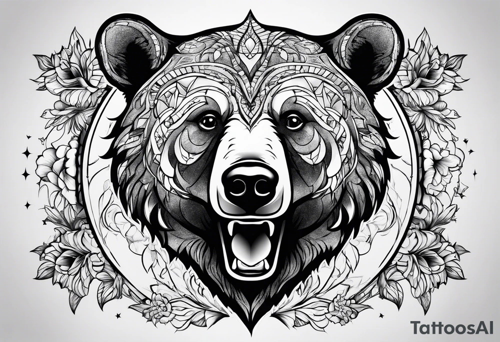 Bear face tattoo idea