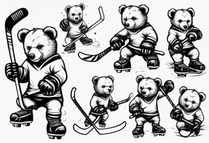 baby bear playing hockey tattoo idea