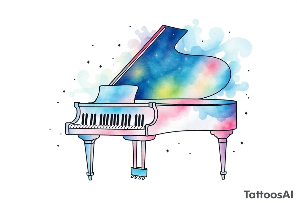 dreamy piano under the stars tattoo idea
