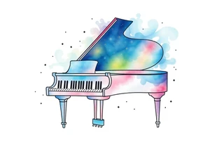 dreamy piano under the stars tattoo idea