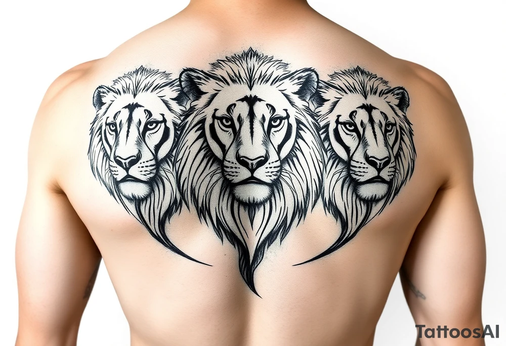 3lions on the torso large tattoo idea