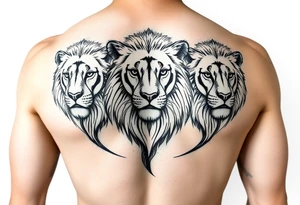 3lions on the torso large tattoo idea