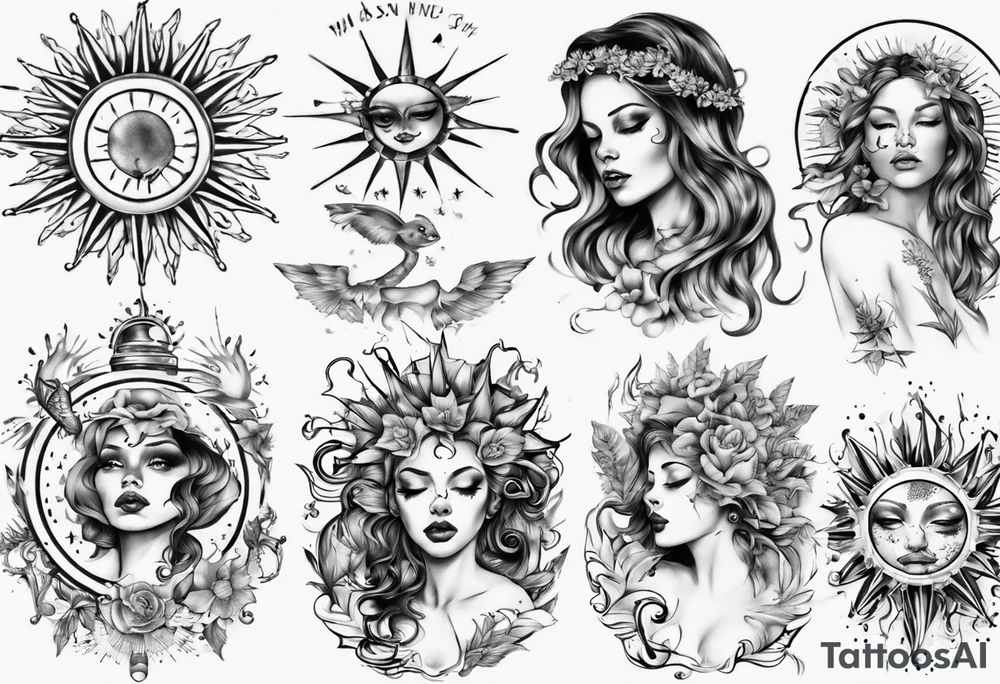 Wasser Nymphe Sonne tattoo idea