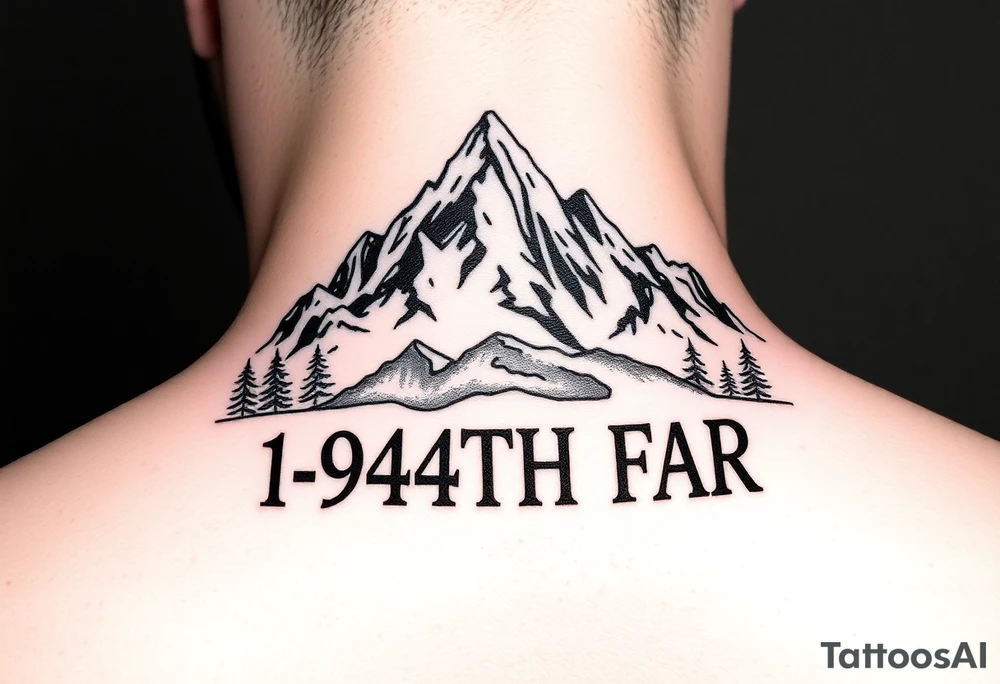 American traditional style with a mountain and HIMARs and the saying 1-94TH FAR tattoo idea