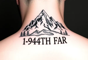American traditional style with a mountain and HIMARs and the saying 1-94TH FAR tattoo idea