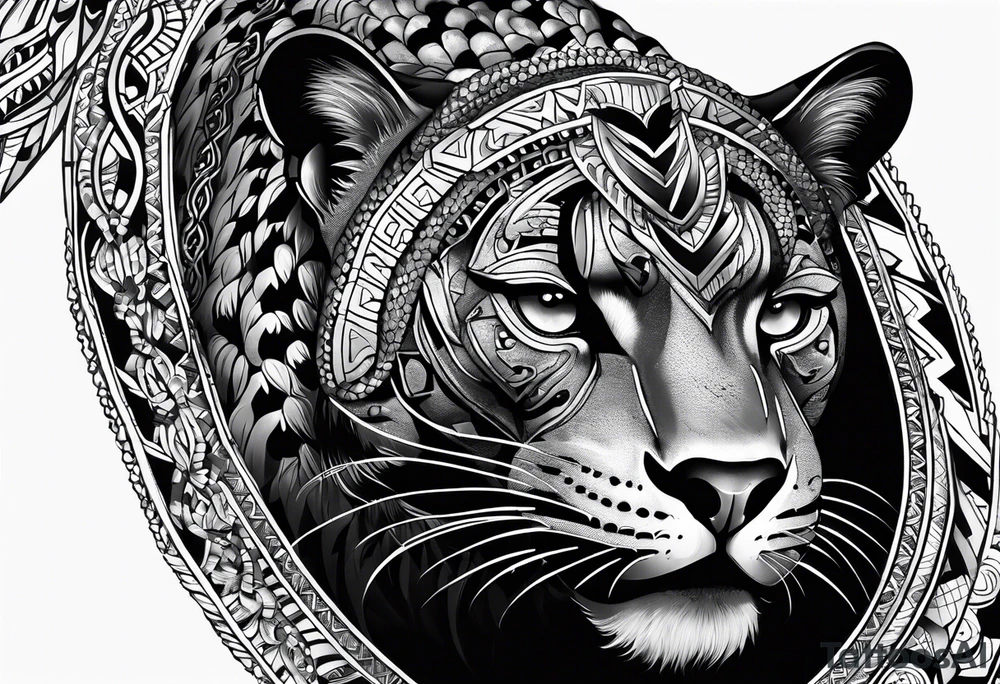 aztec black jaguar with snake tattoo idea