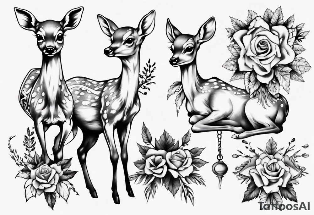 Fawn surrounded by bow tattoo idea