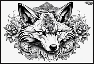 a sit kitsune with six eyes tattoo idea