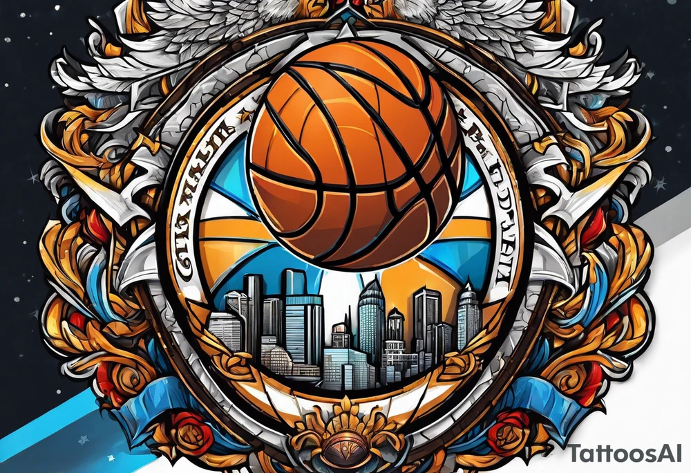 detroit city , basketball with 23 and virgo symbol tattoo idea
