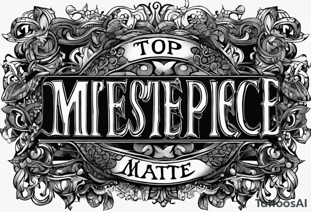 "Cheers Mate" text black and grey ink armband, intricate, artistic +abstract +grey Cancer Ribbon tattoo idea