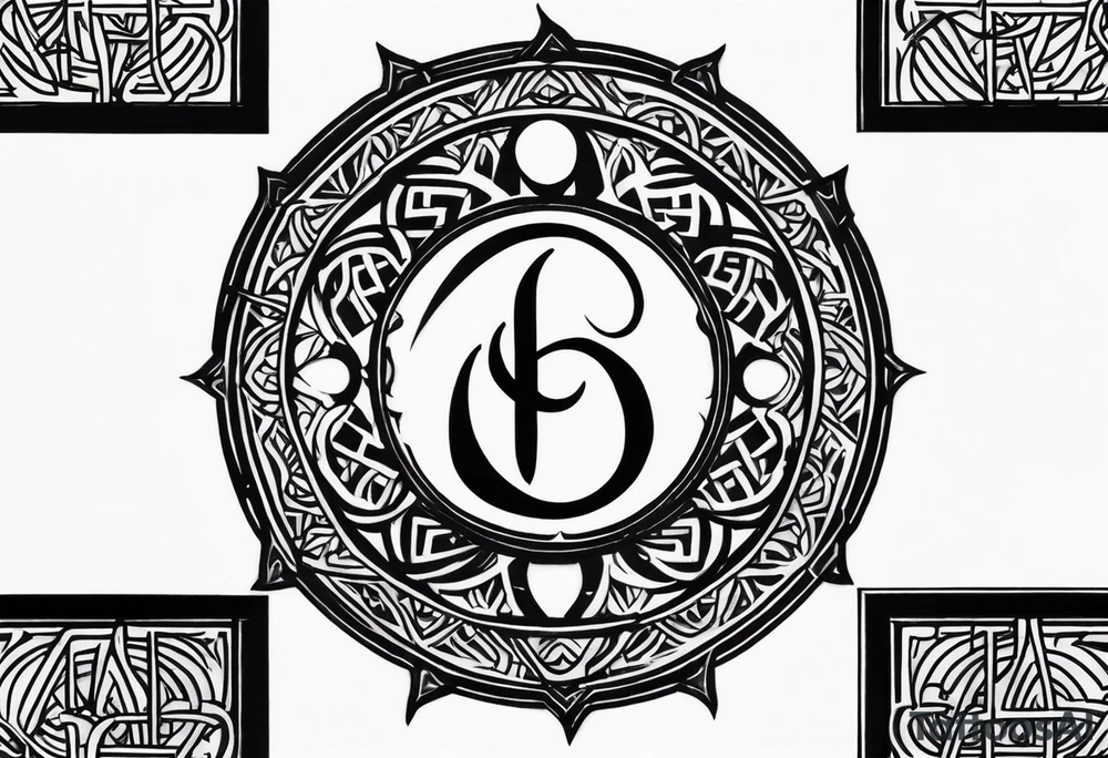Arabic letter elif and sun symbol together tattoo idea