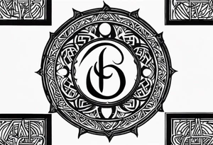 Arabic letter elif and sun symbol together tattoo idea