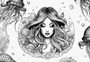 Jellyfish swimming around mermaid tattoo idea
