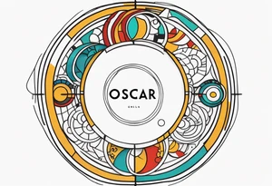 the words Oscar Embla & Emil in a circle tattoo idea