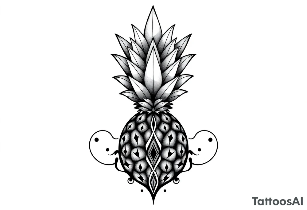 Bushy crown pineapple vagina,  design to go over vagina , erotic vagina  area design, anus to be at the bottom tattoo idea