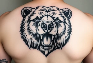 powerful majestic grizzly bear staring with the mouth closed and no teeth showing tattoo idea